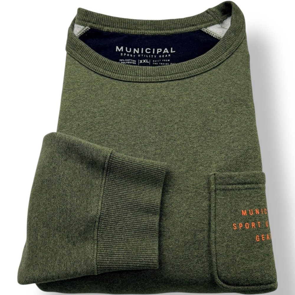 Municipal Sport Utility Gear Green Cotton Polyester Fleece Crewneck Sweatshirt M